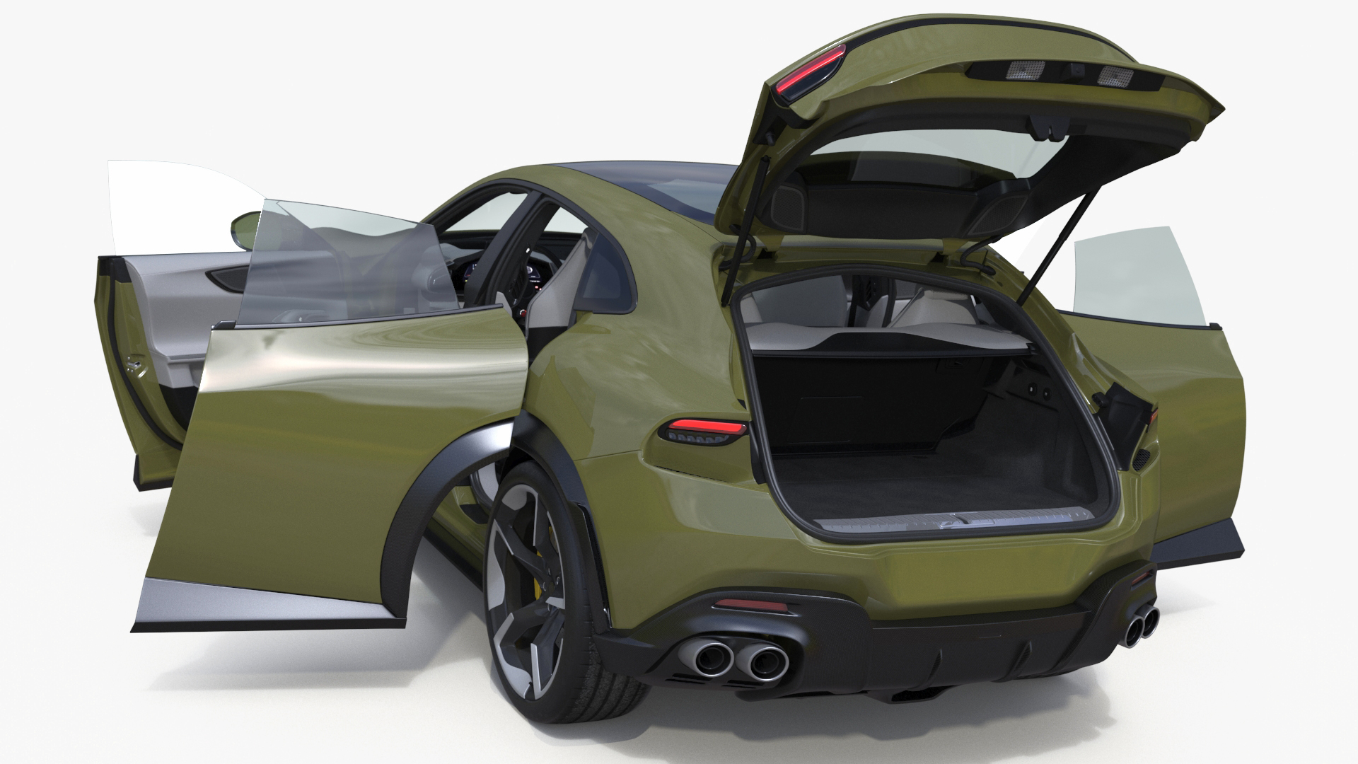 3D Extreme Sports Crossover Car Olive Rigged