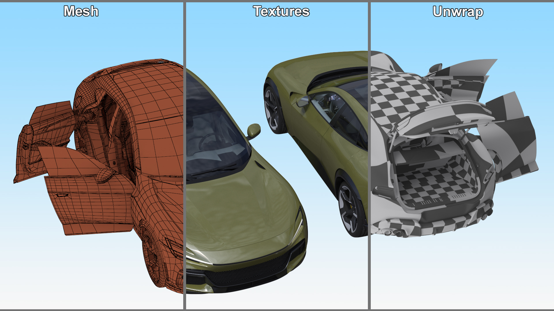 3D Extreme Sports Crossover Car Olive Rigged
