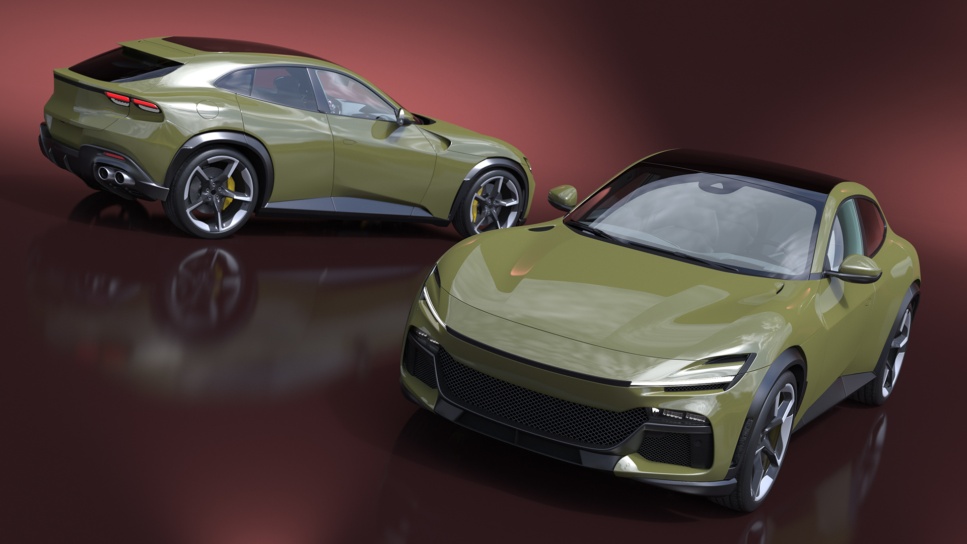 3D Extreme Sports Crossover Car Olive Rigged