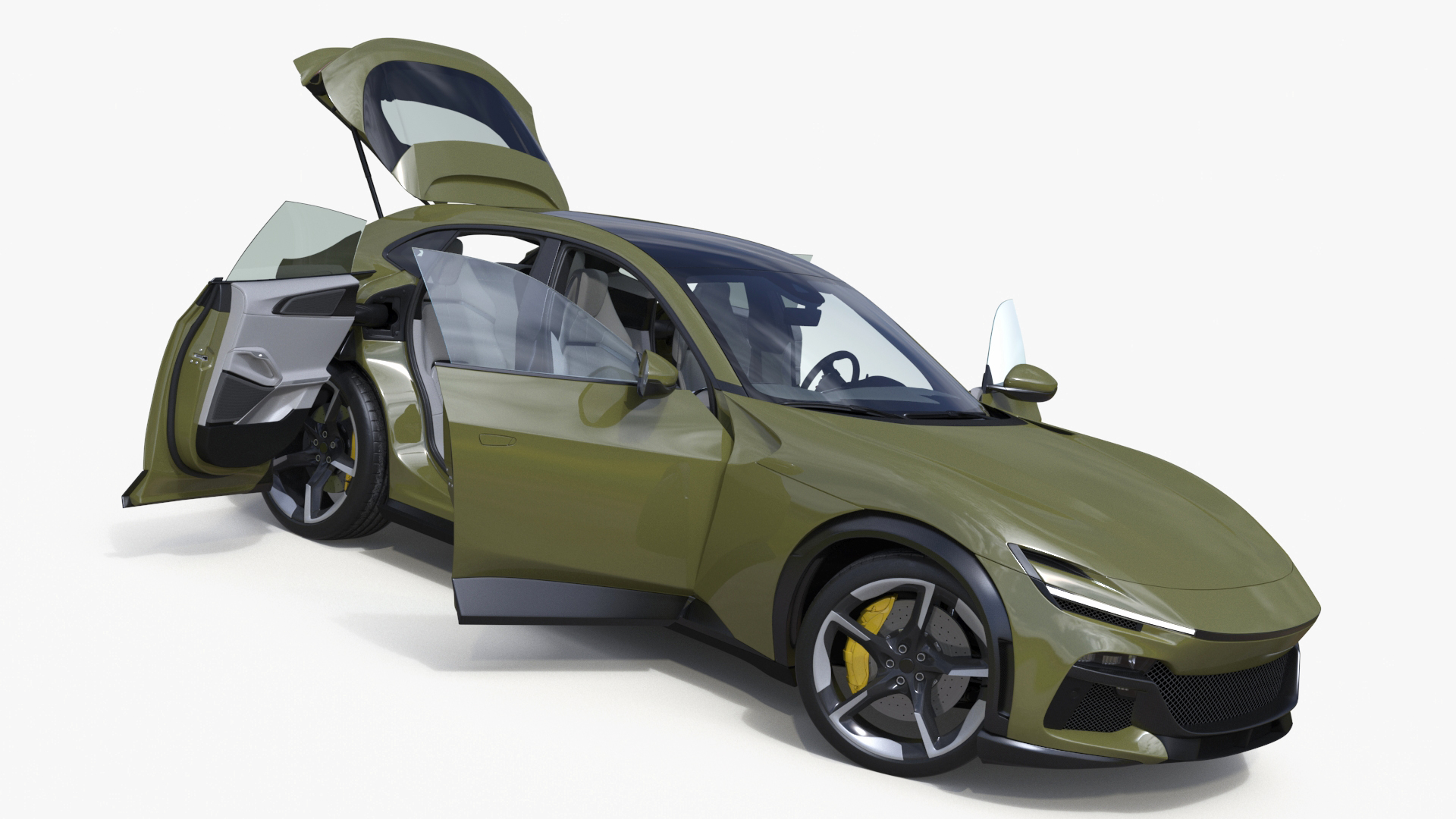 3D Extreme Sports Crossover Car Olive Rigged