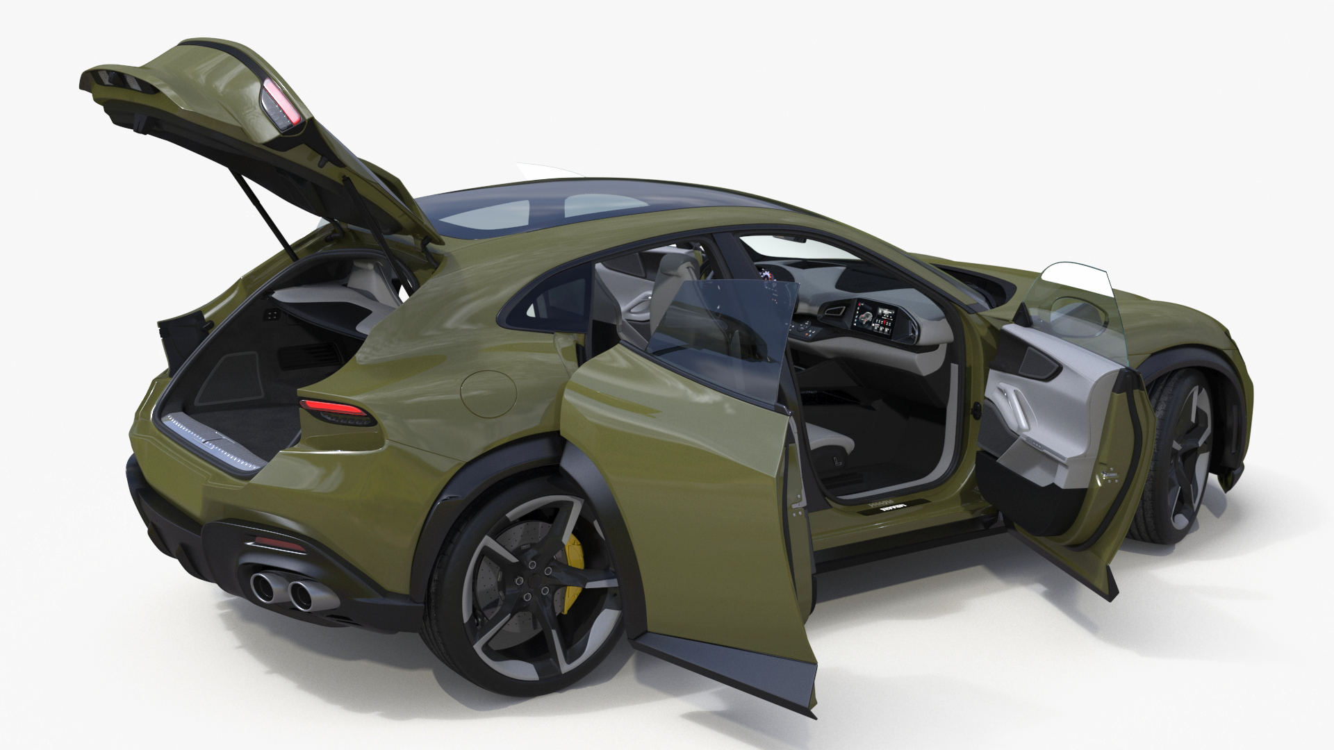 3D Extreme Sports Crossover Car Olive Rigged