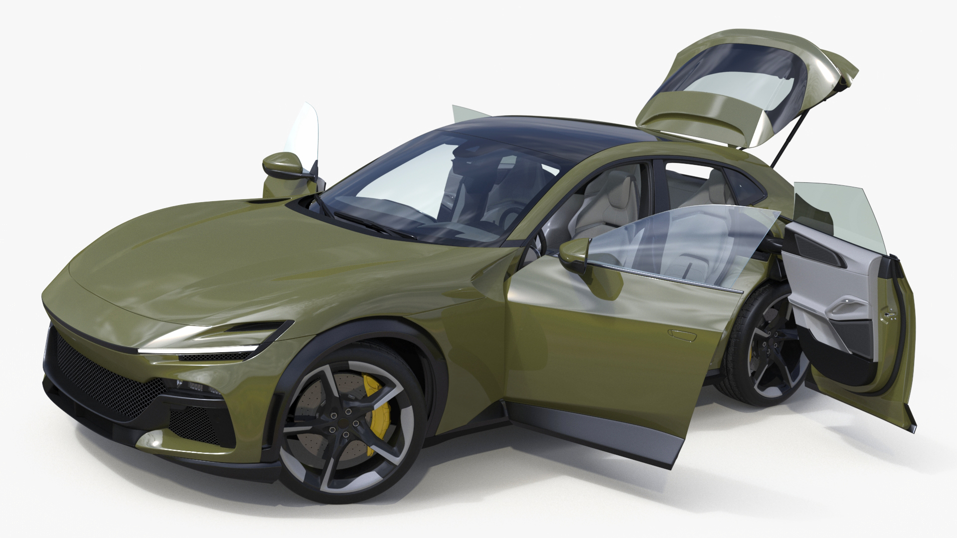 3D Extreme Sports Crossover Car Olive Rigged