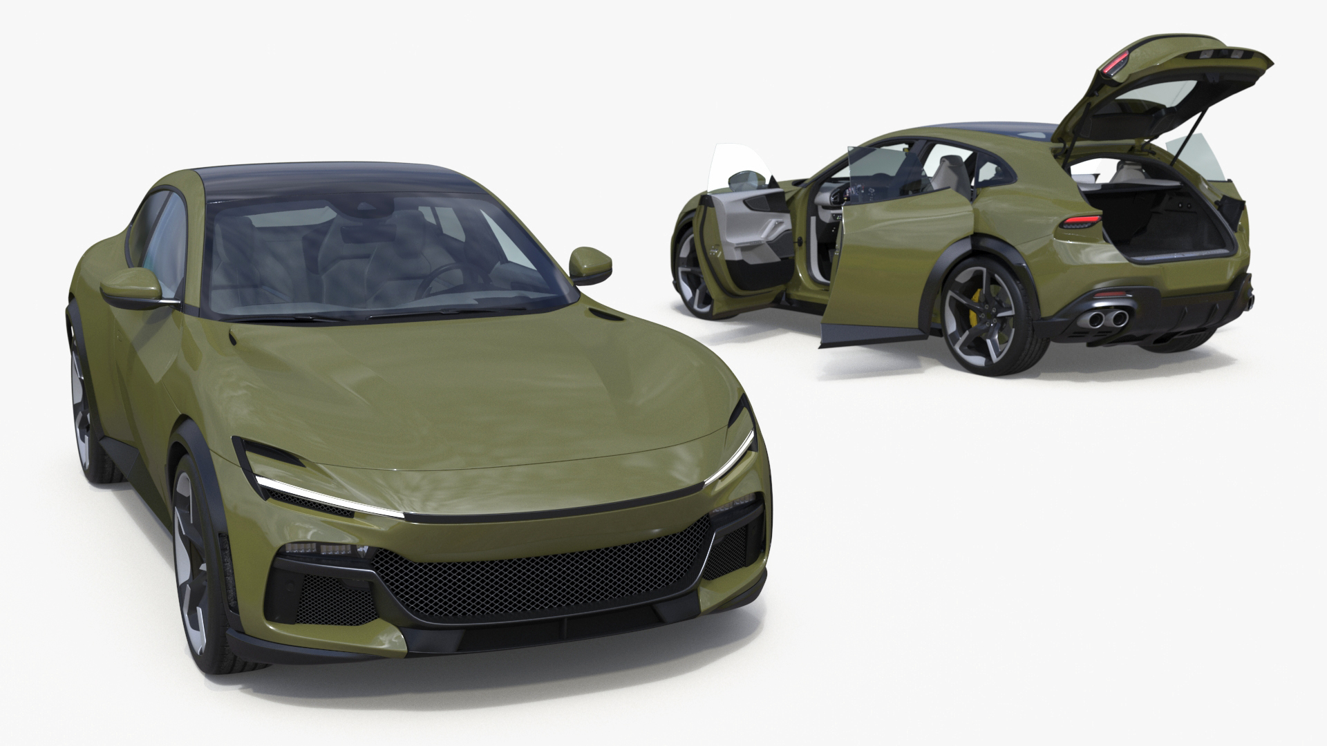 3D Extreme Sports Crossover Car Olive Rigged