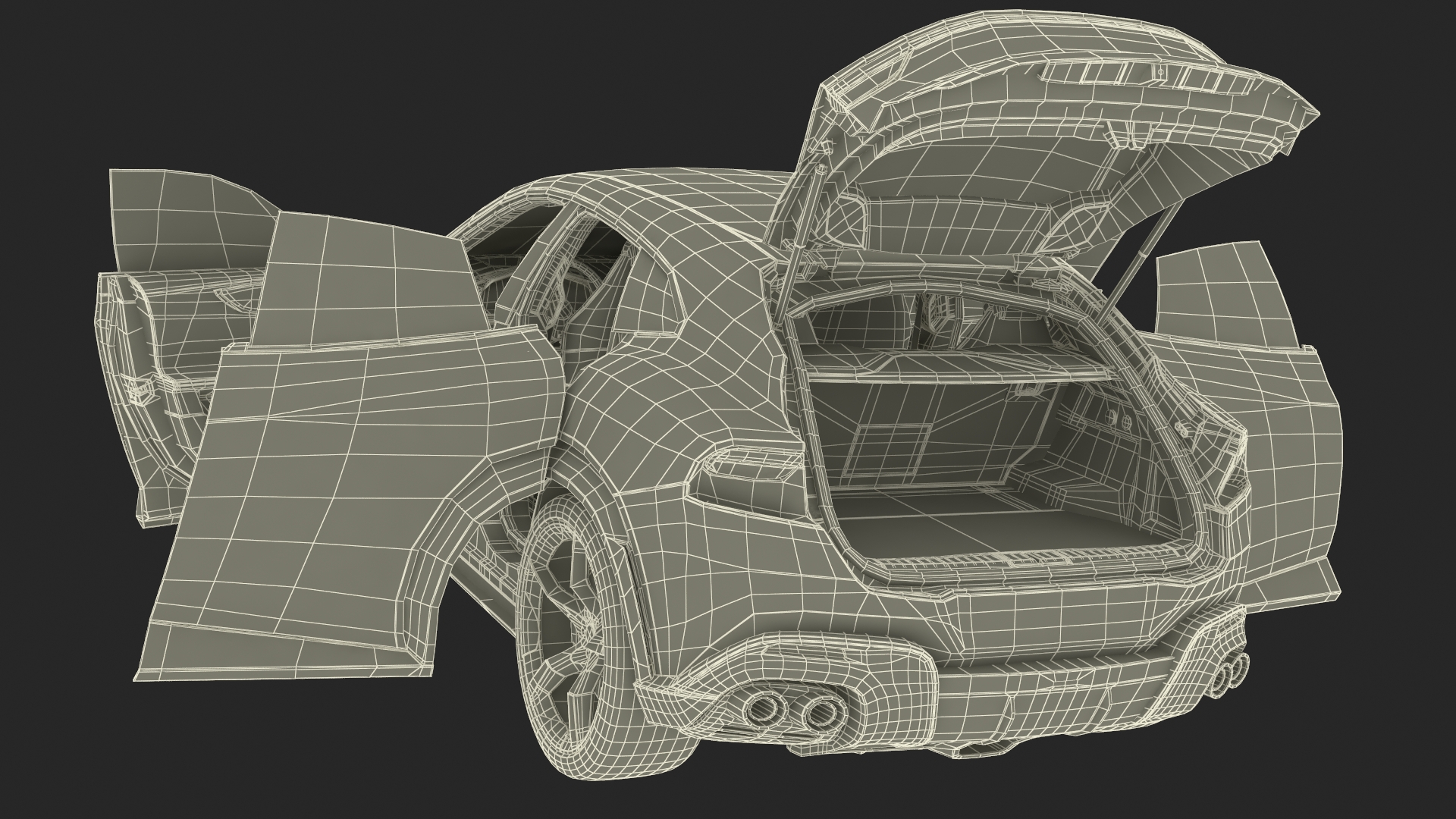 3D Extreme Sports Crossover Car Olive Rigged