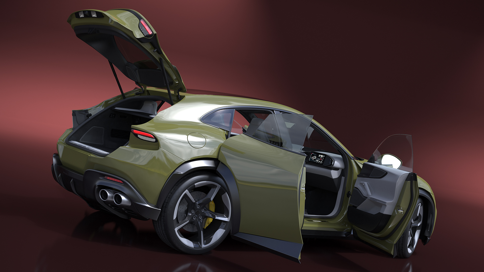 3D Extreme Sports Crossover Car Olive Rigged