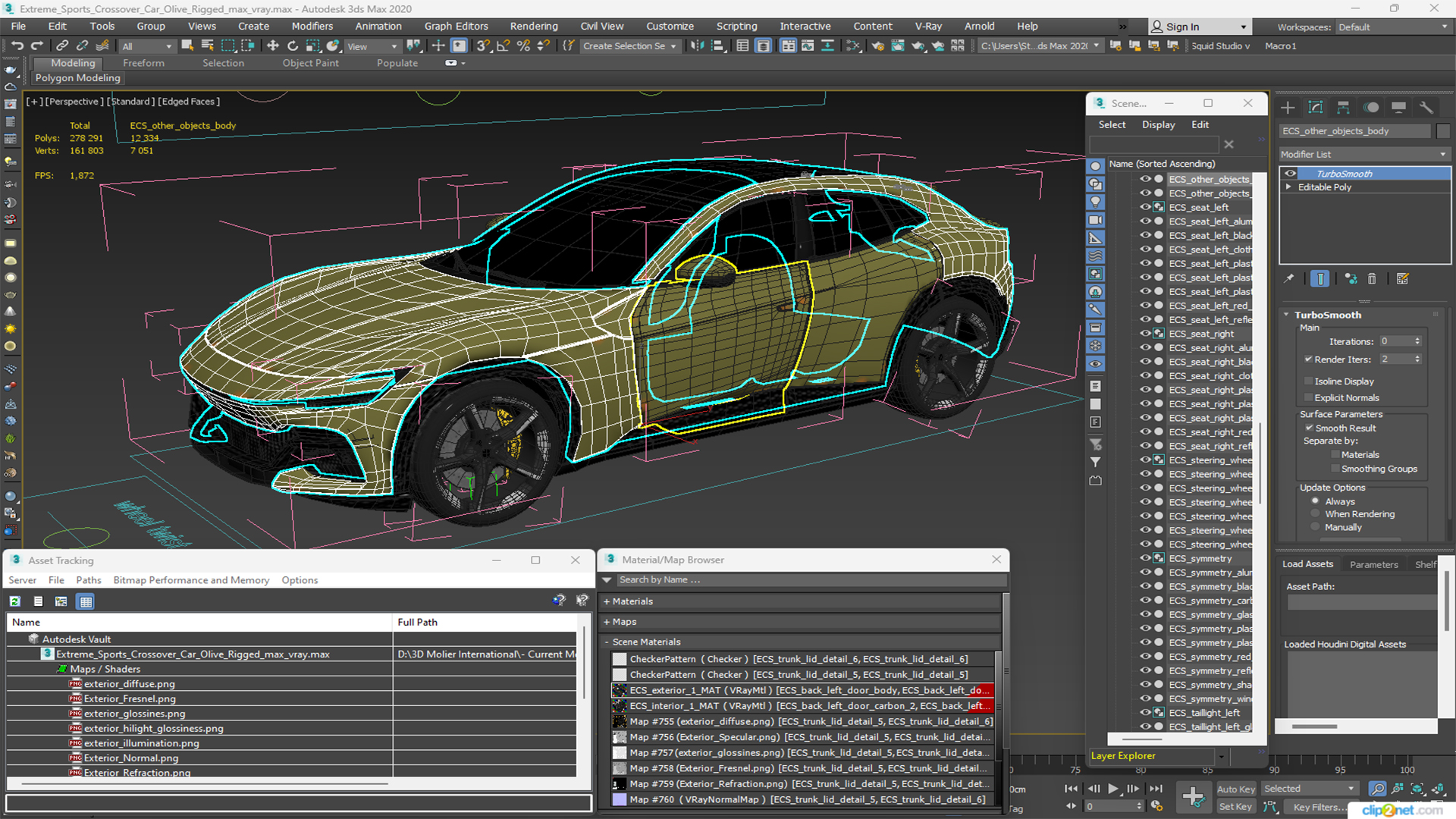 3D Extreme Sports Crossover Car Olive Rigged