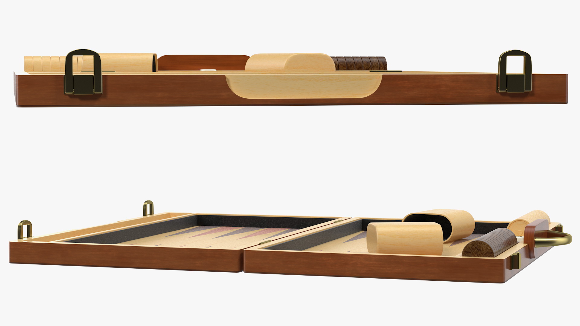 Wooden Backgammon Board Game Set 3D