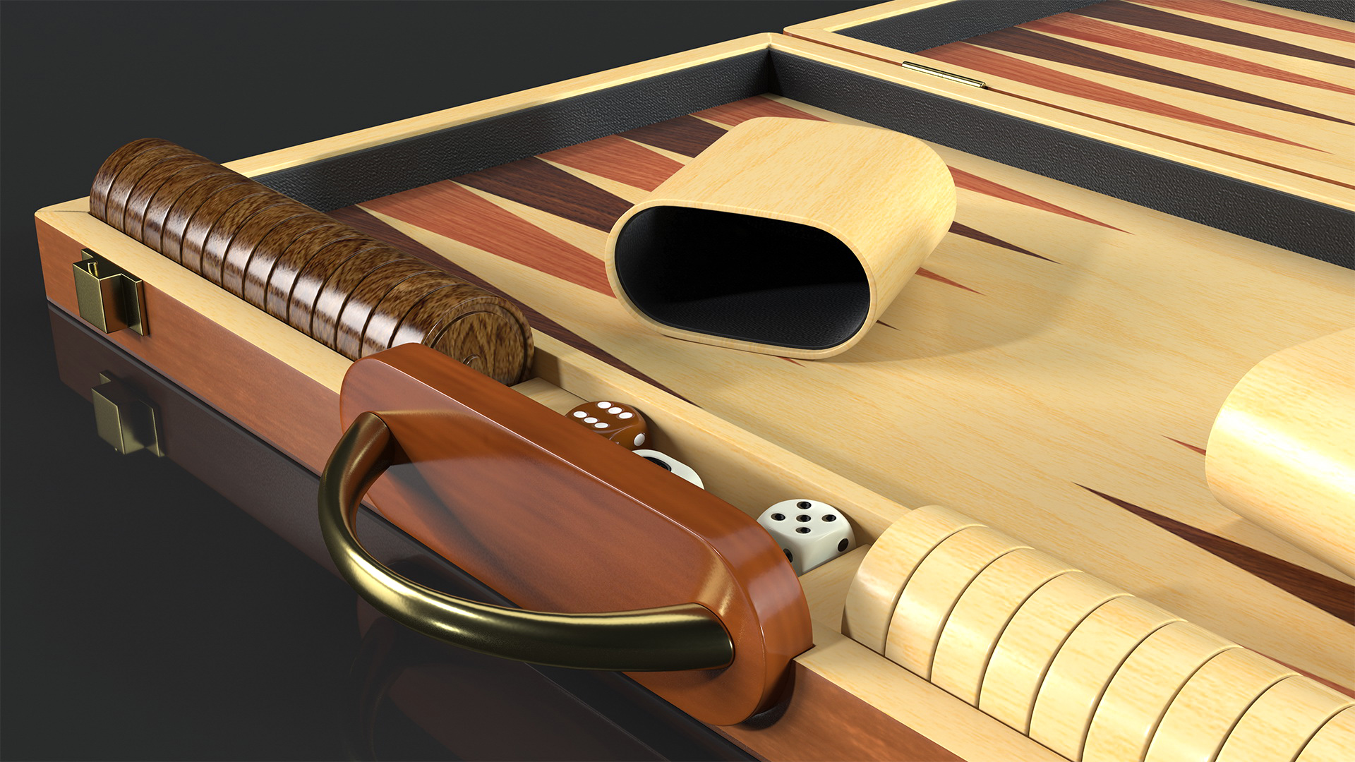 Wooden Backgammon Board Game Set 3D