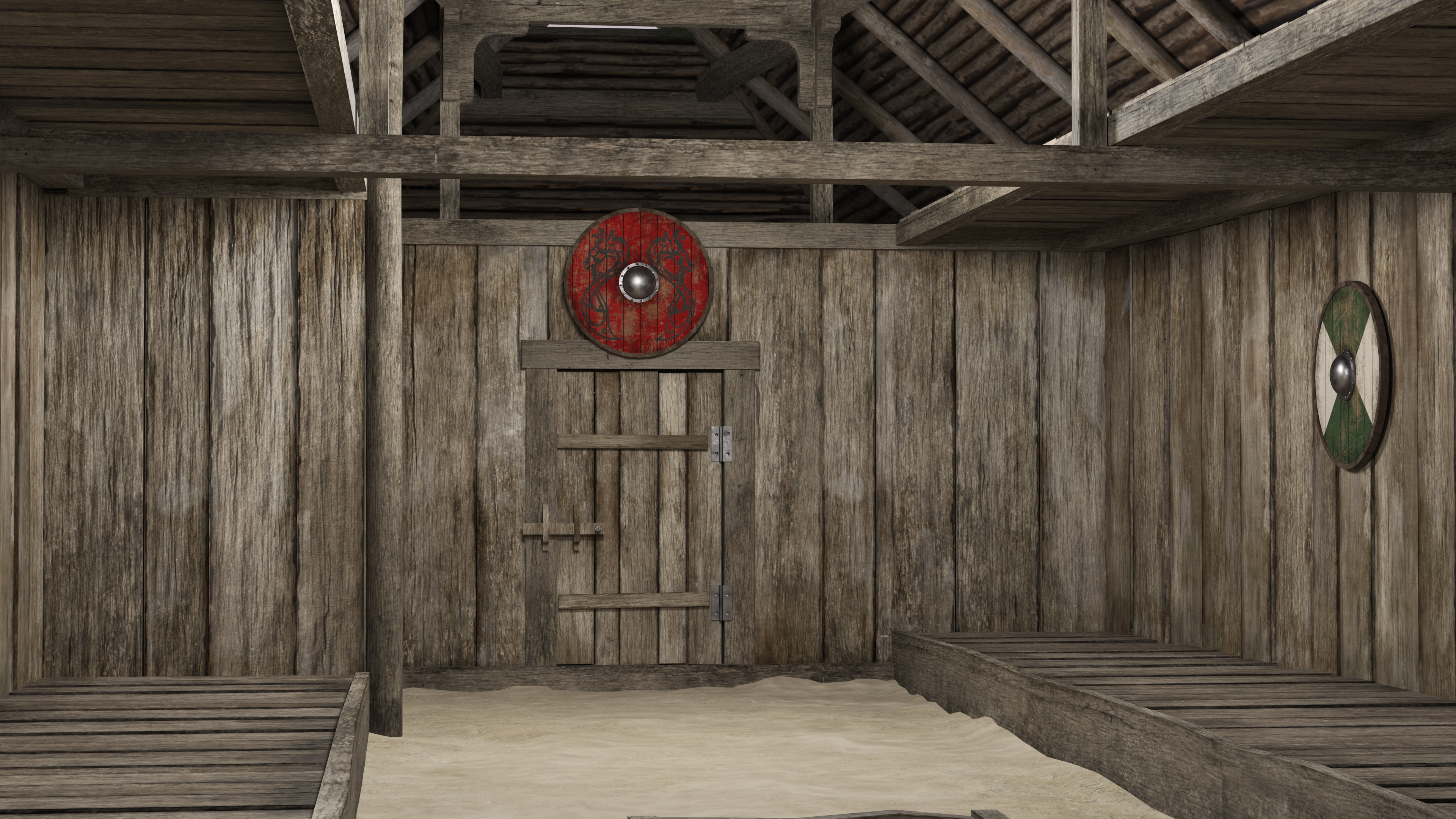 Aged Vikings Longhouse 3D