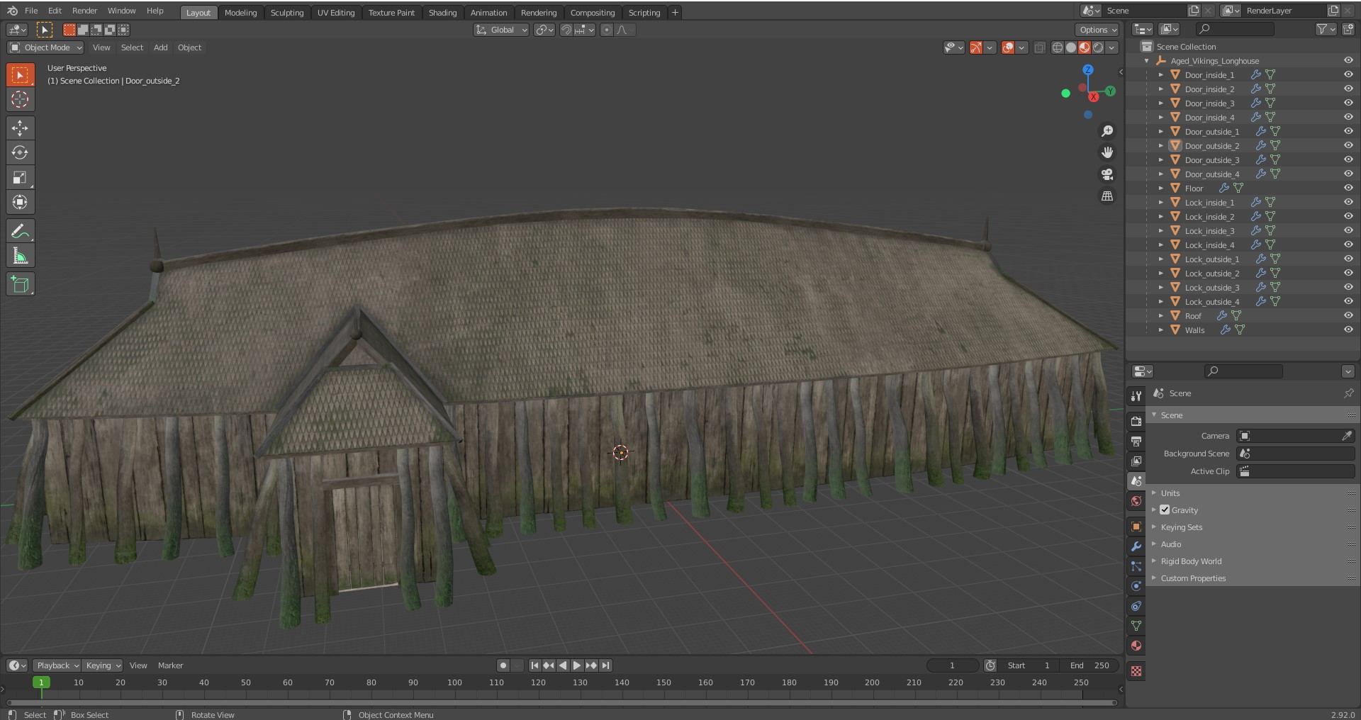 Aged Vikings Longhouse 3D