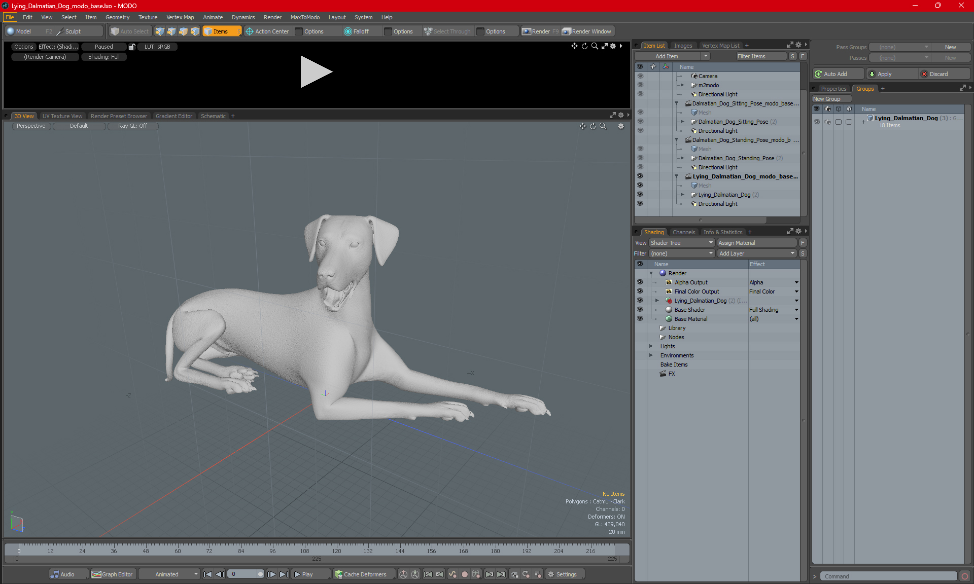 Lying Dalmatian Dog 3D model