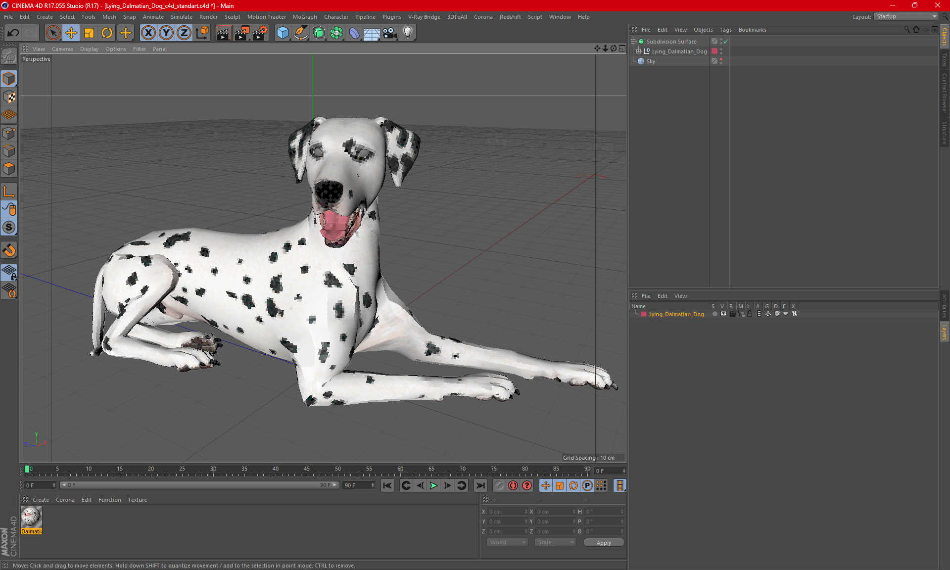 Lying Dalmatian Dog 3D model