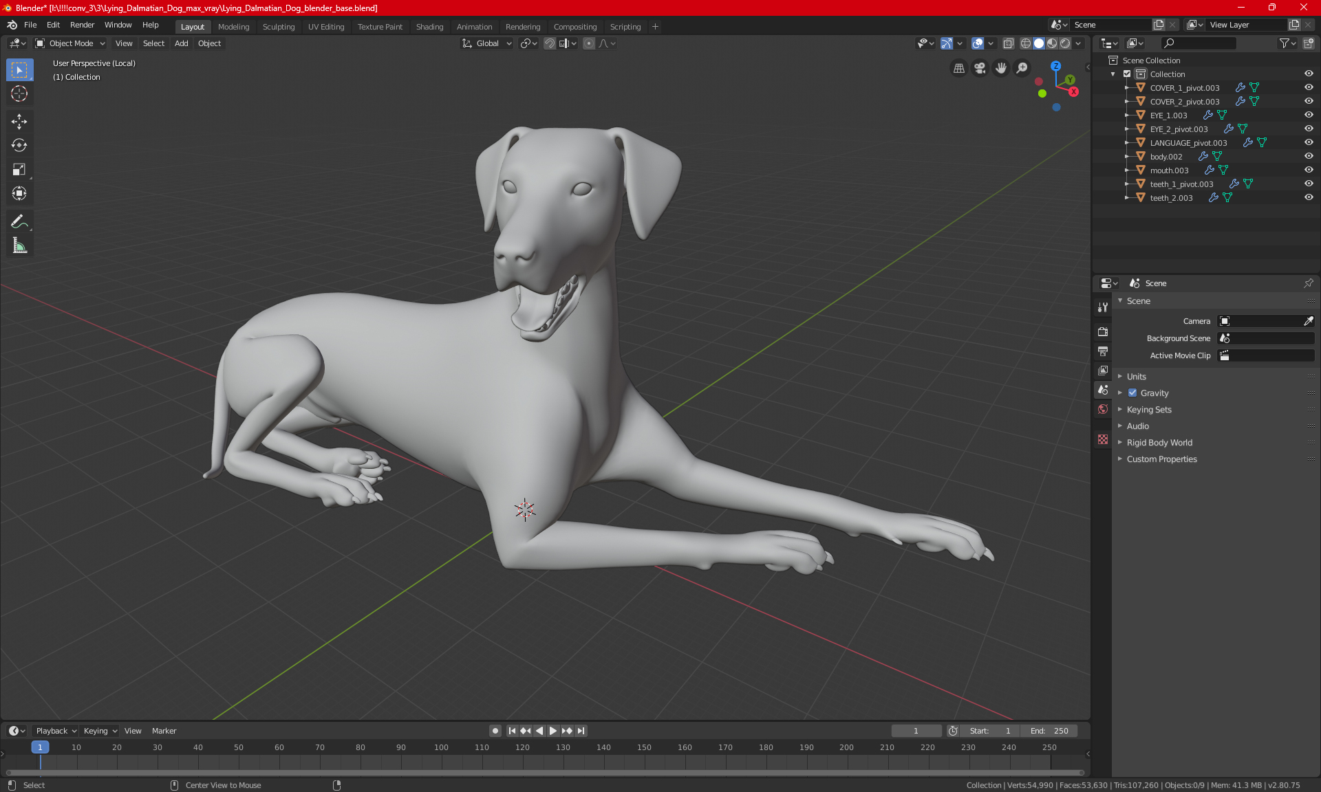 Lying Dalmatian Dog 3D model