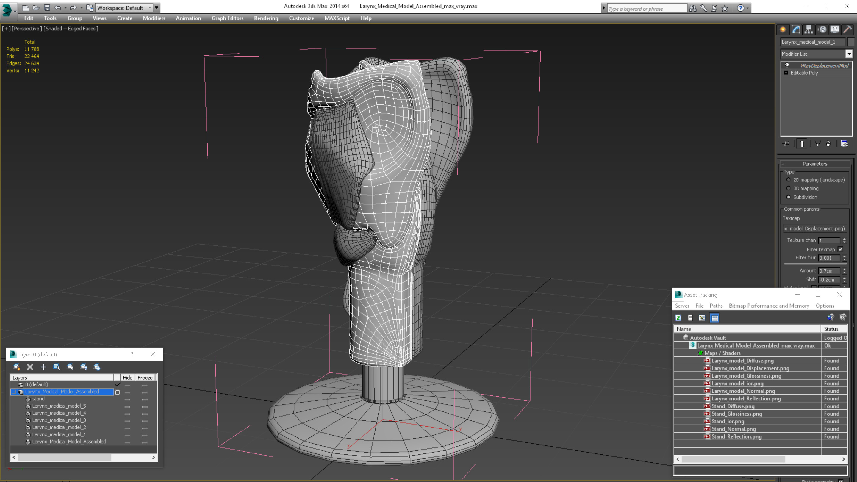 3D model Larynx Medical Model Assembled