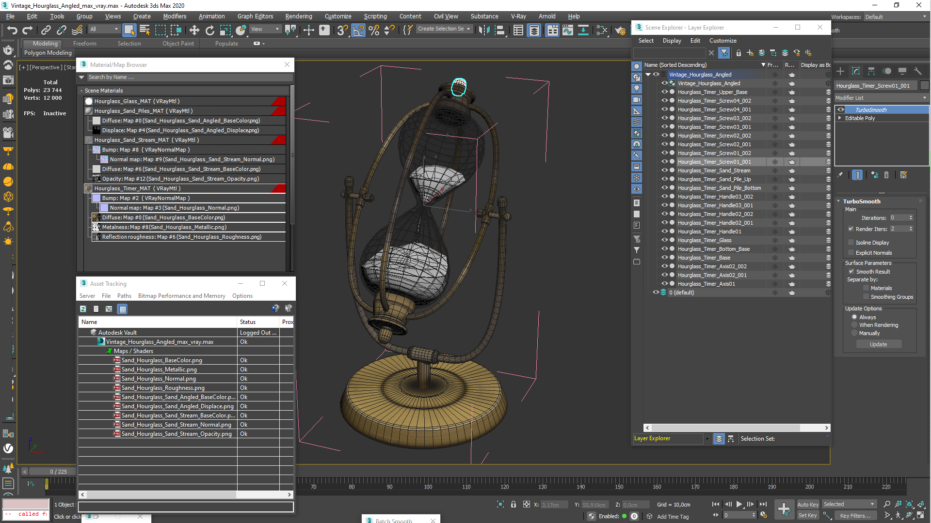 Vintage Hourglass Angled 3D model