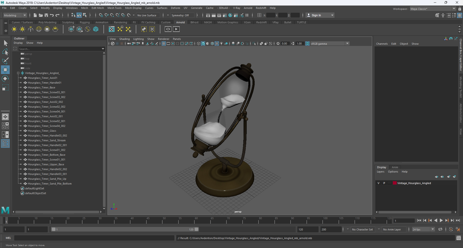 Vintage Hourglass Angled 3D model