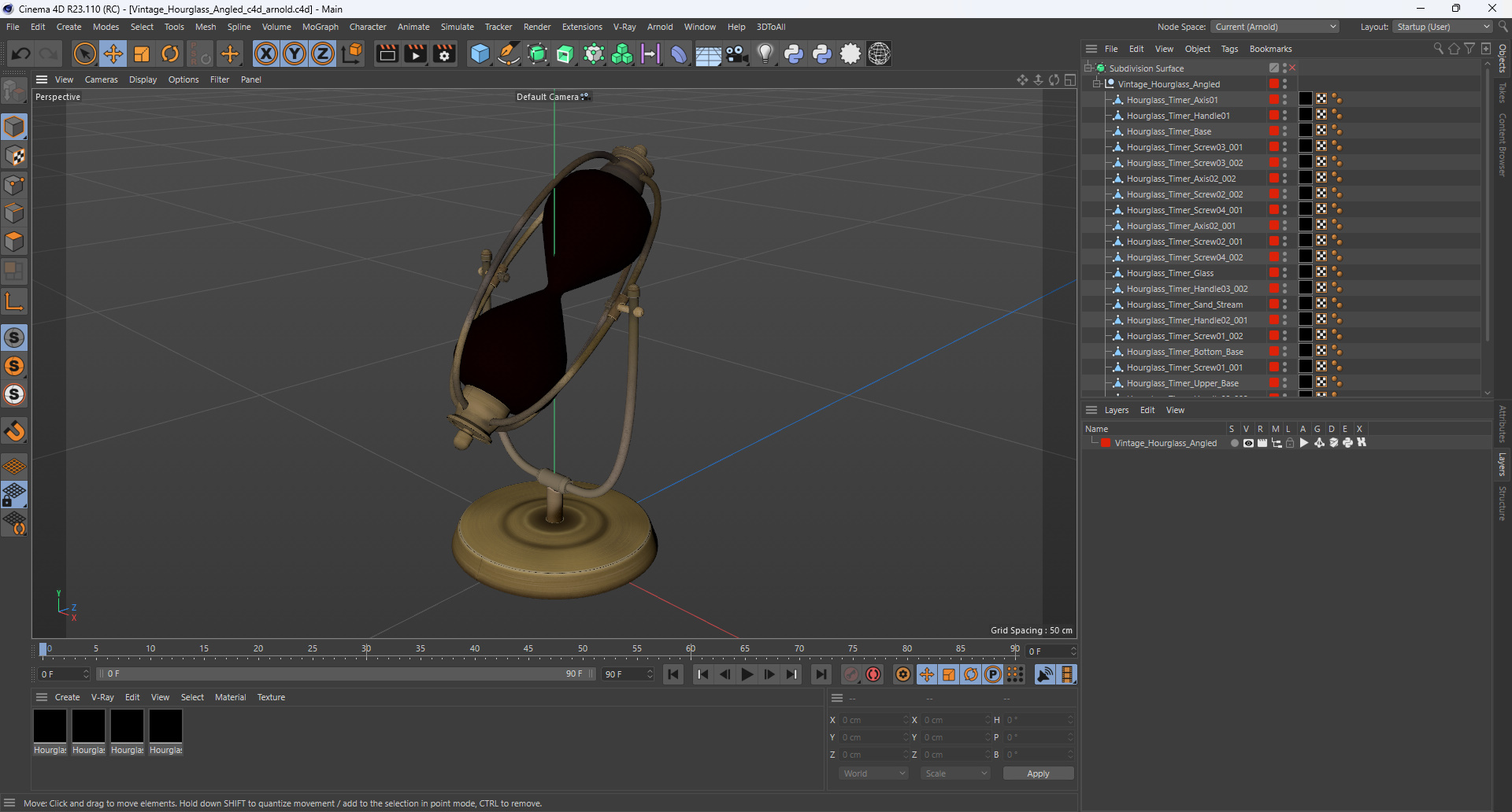 Vintage Hourglass Angled 3D model