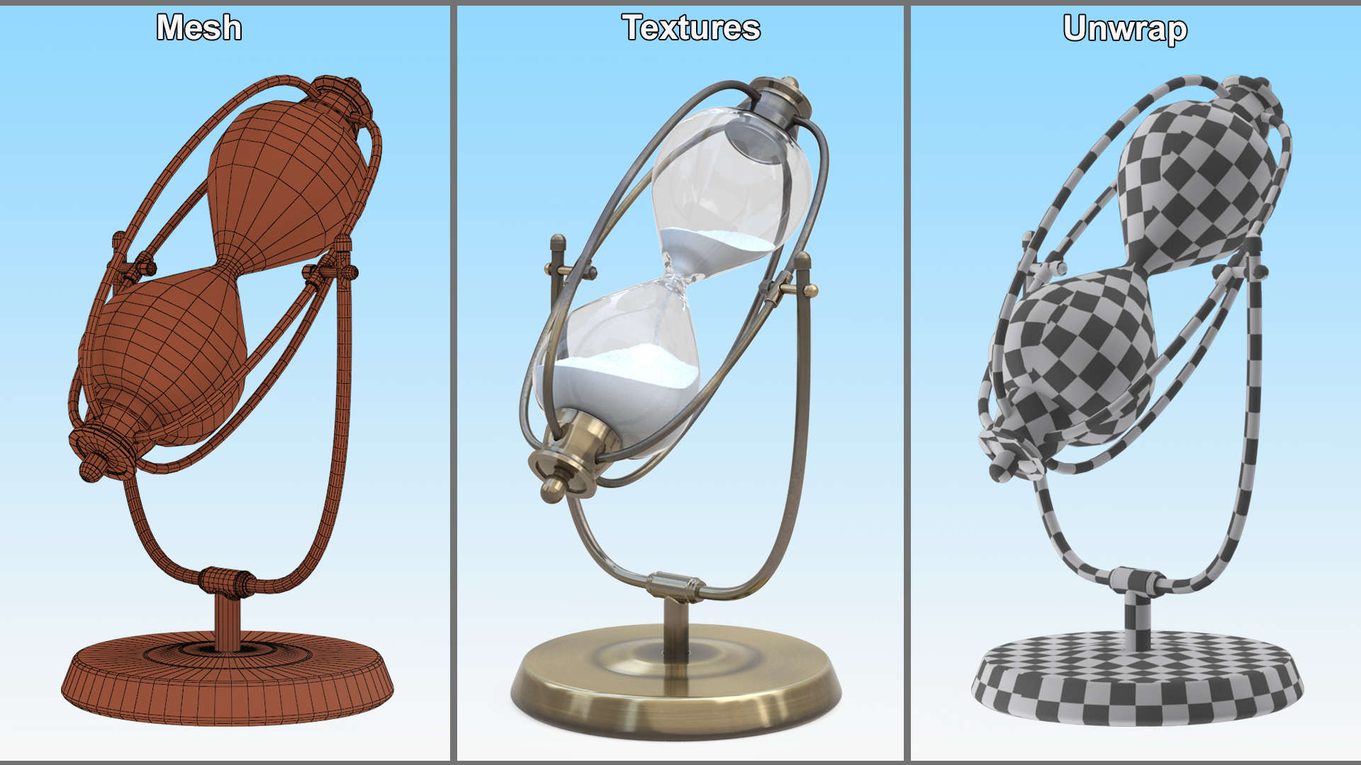 Vintage Hourglass Angled 3D model
