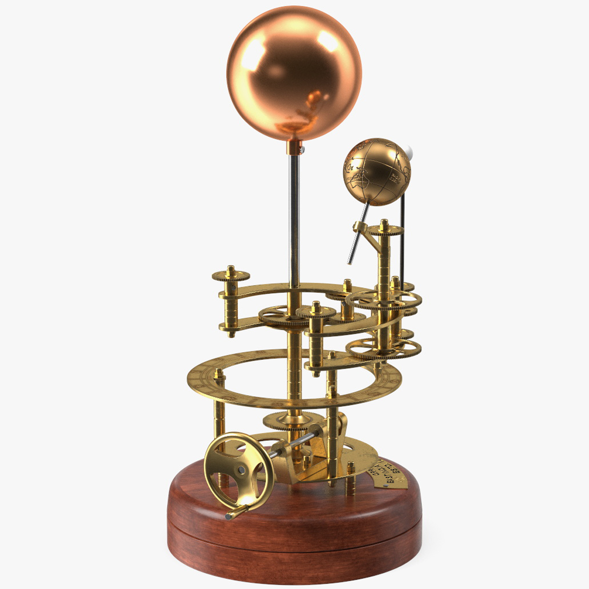 Antique Brass Orrery Solar System Rigged for Maya 3D model