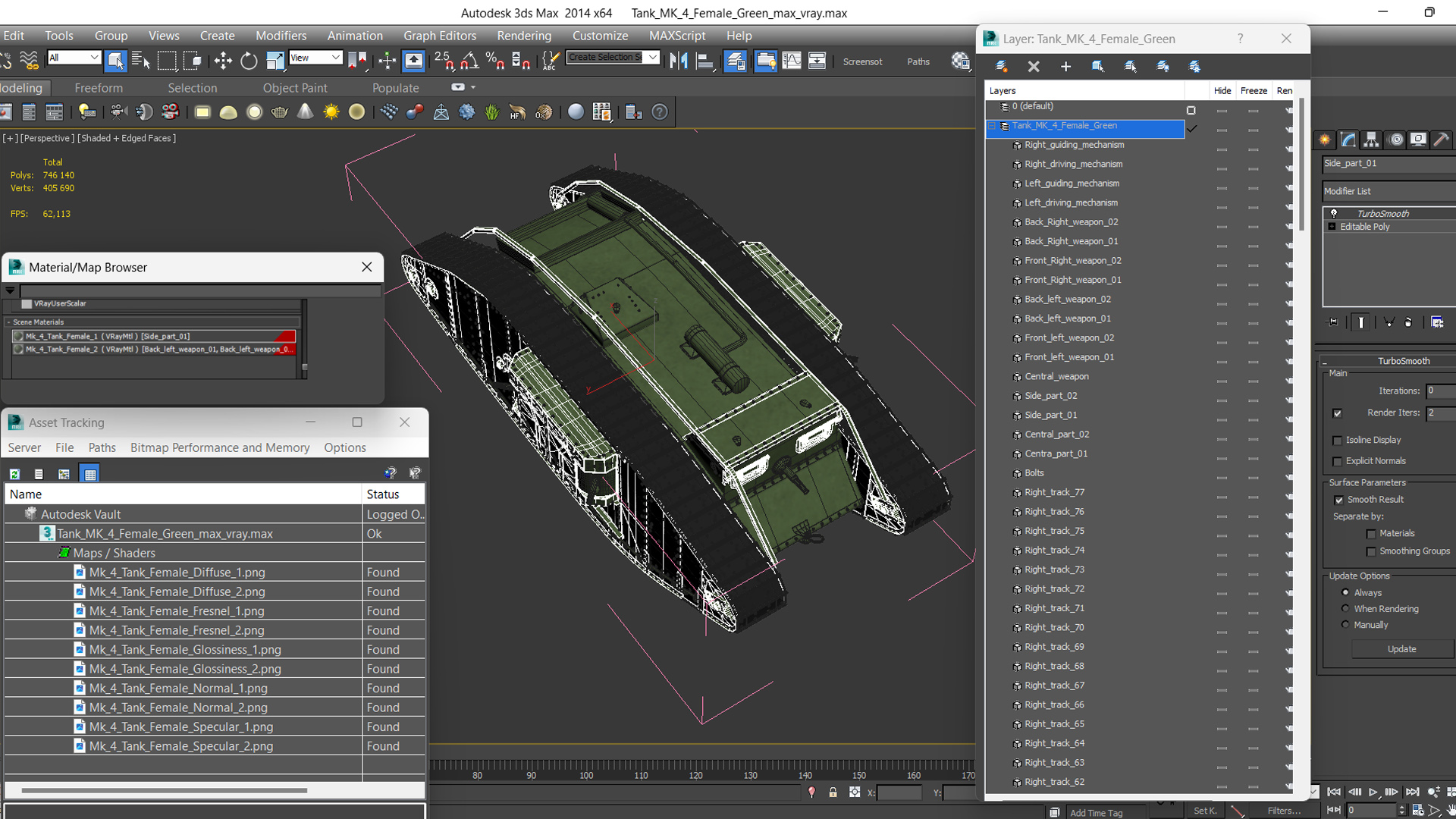 Tank MK 4 Female Green 3D