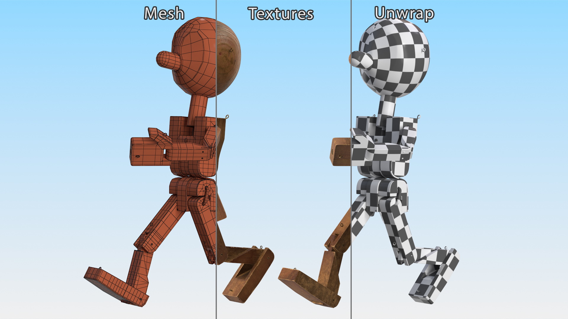 Walk Dirty Wooden Character 3D
