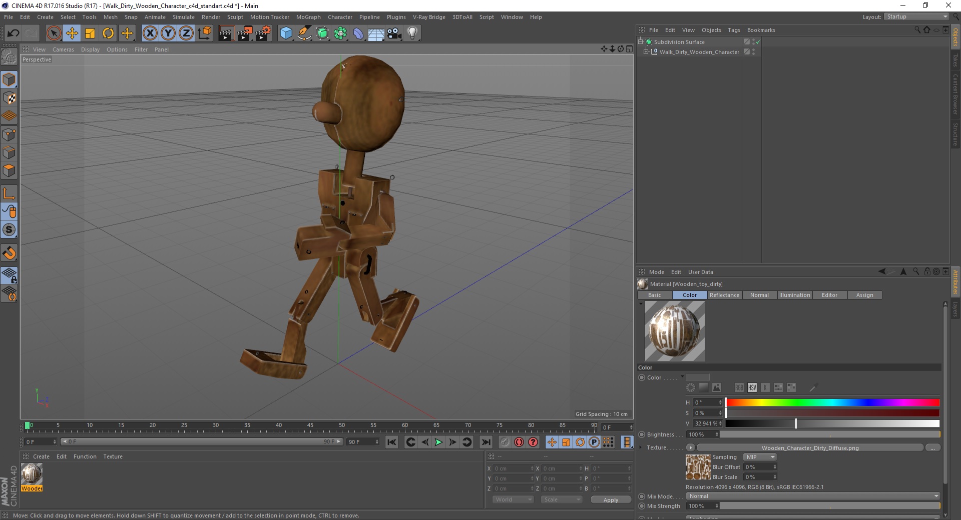Walk Dirty Wooden Character 3D