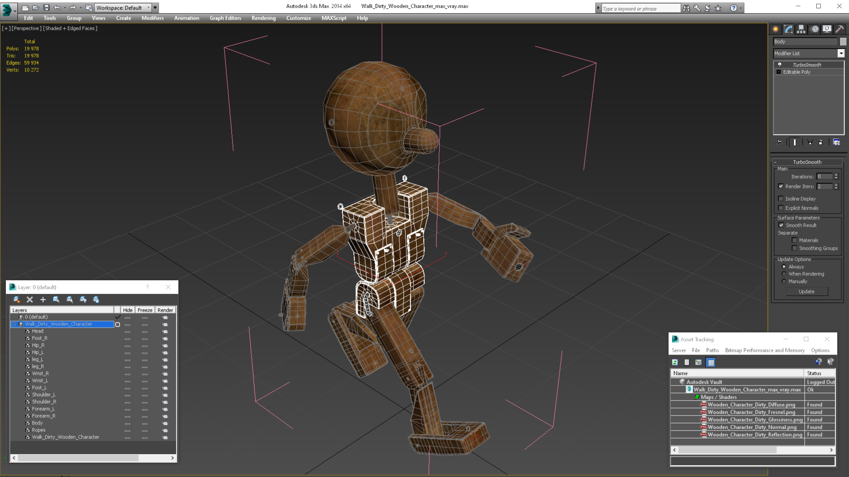 Walk Dirty Wooden Character 3D