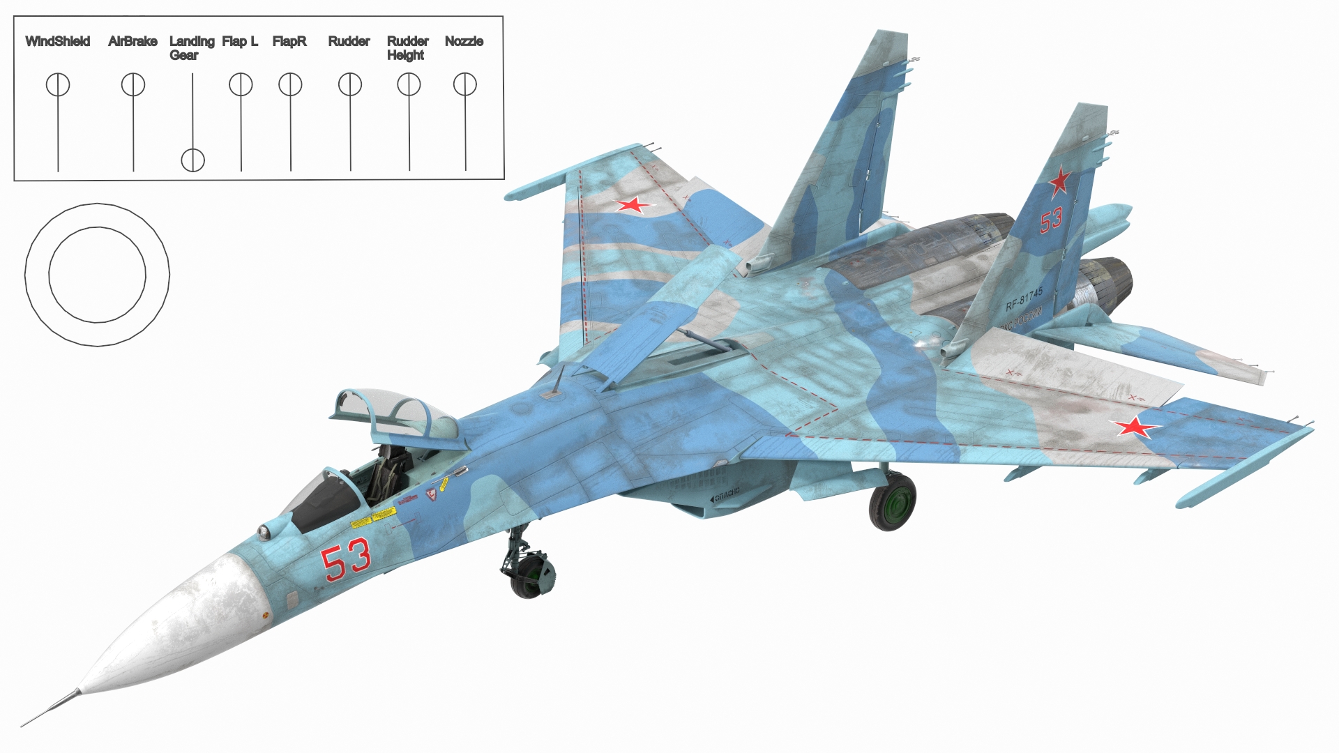 3D Su-27 Flanker Russian Fighter Aircraft Old Rigged for Maya model
