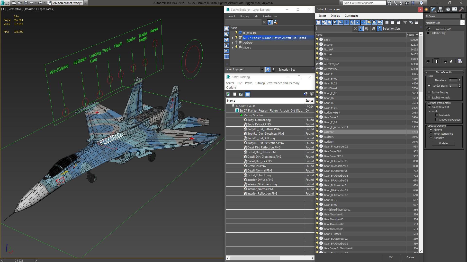 3D Su-27 Flanker Russian Fighter Aircraft Old Rigged for Maya model