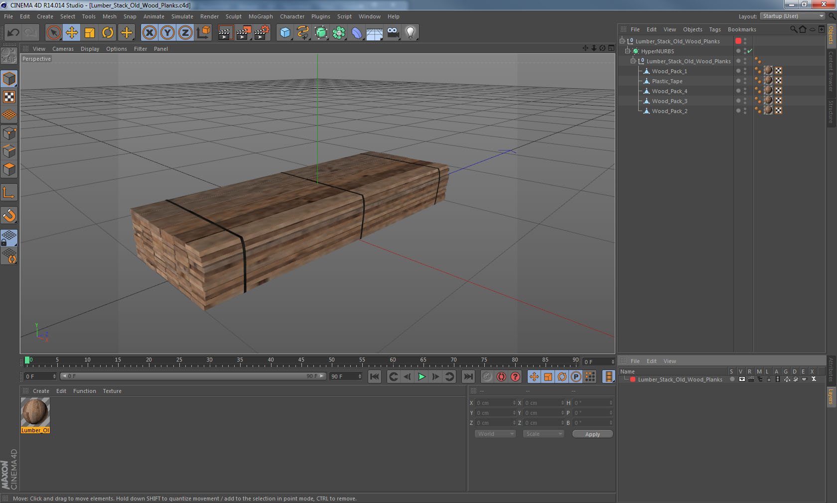 3D Lumber Stack Old Wood Planks model