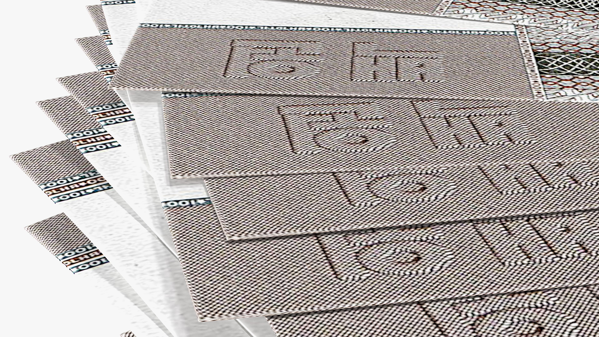 3D Fan of North Korea 100 Won Banknotes