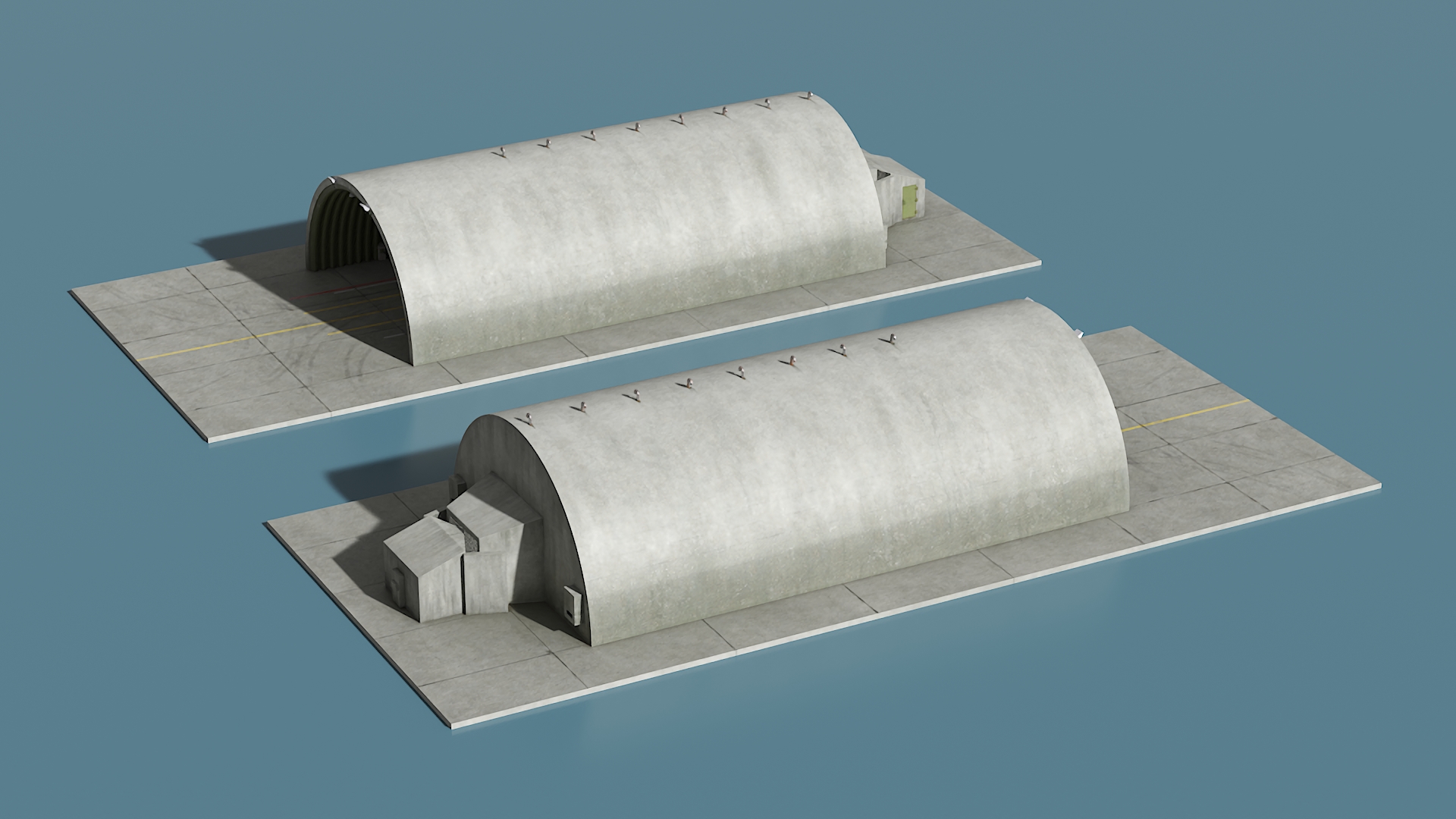 Hardened Aircraft Shelter Closed 3D
