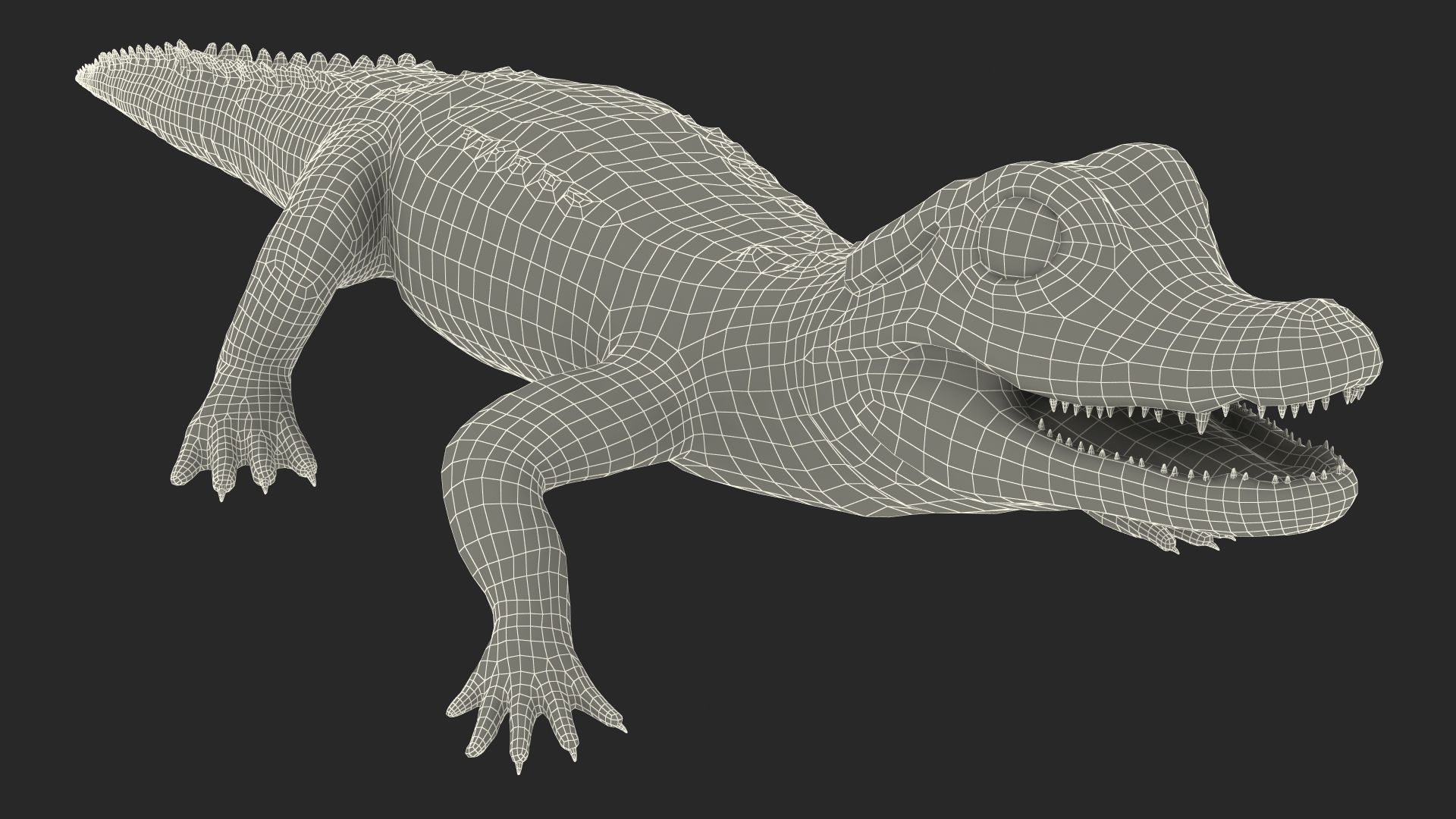 Baby Crocodile Dark Color Rigged 3D