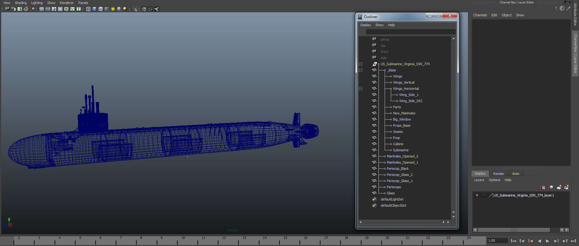 US Submarine Virginia SSN 774 3D model