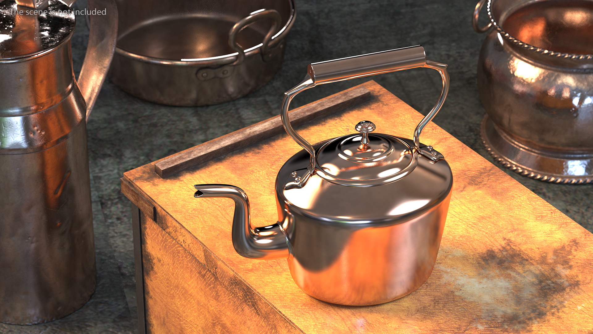 3D Vintage Oval Copper Kettle