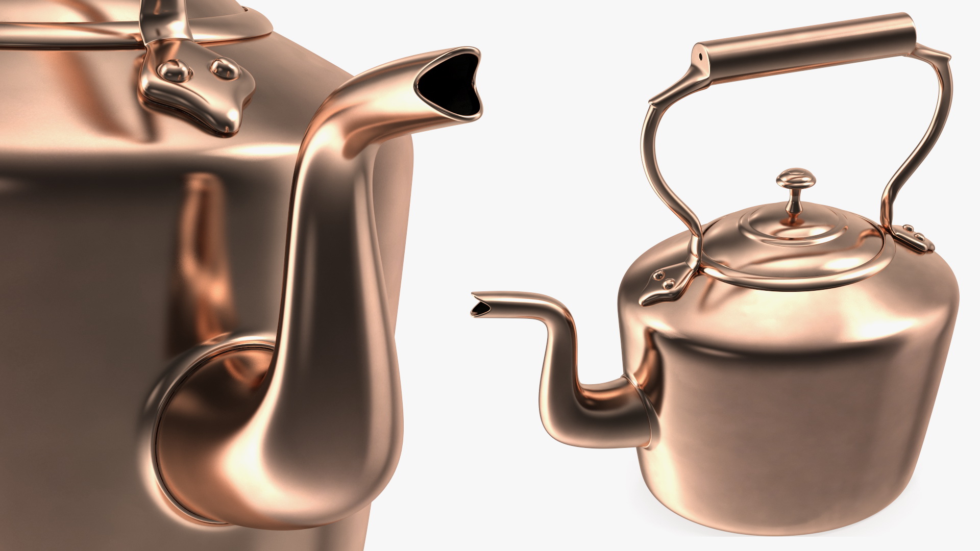 3D Vintage Oval Copper Kettle