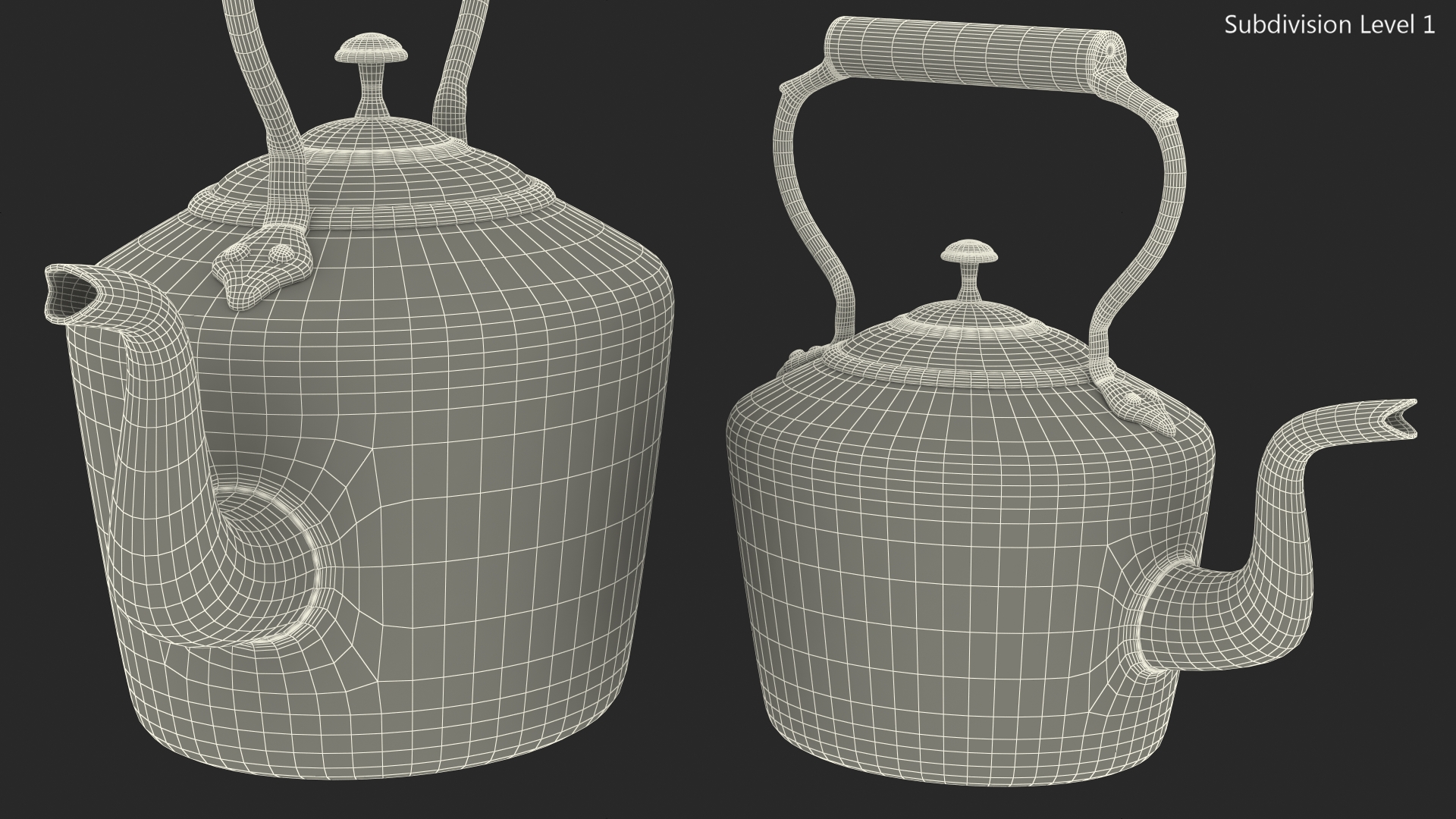3D Vintage Oval Copper Kettle