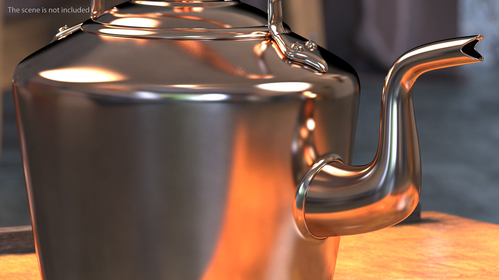 3D Vintage Oval Copper Kettle