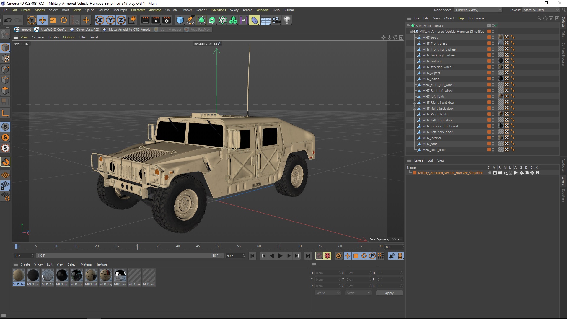 Military Armored Vehicle Humvee Simplified 3D
