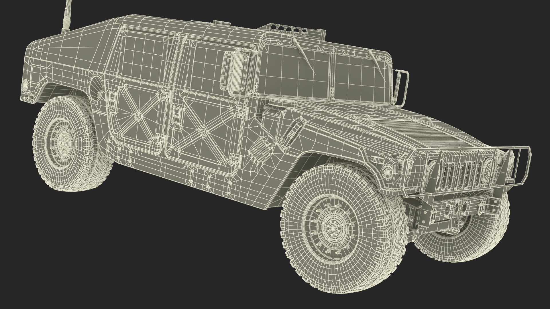 Military Armored Vehicle Humvee Simplified 3D