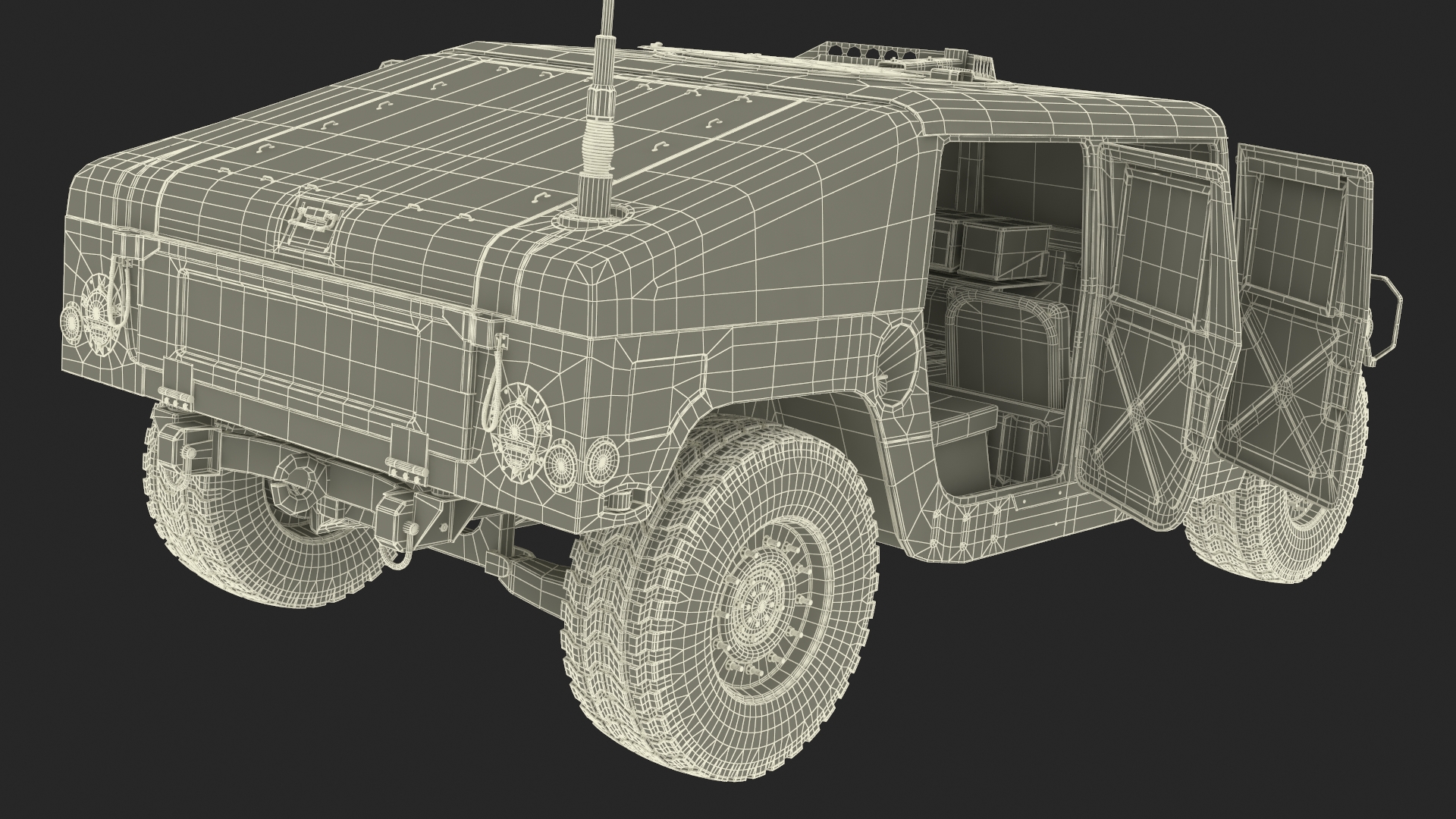 Military Armored Vehicle Humvee Simplified 3D