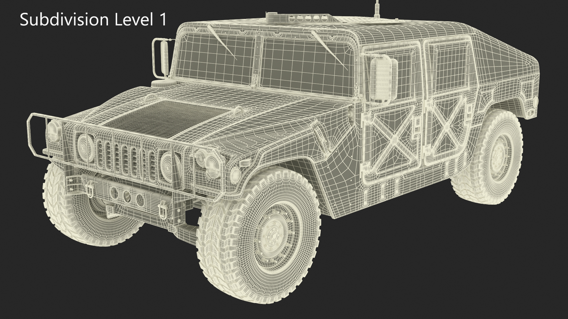 Military Armored Vehicle Humvee Simplified 3D