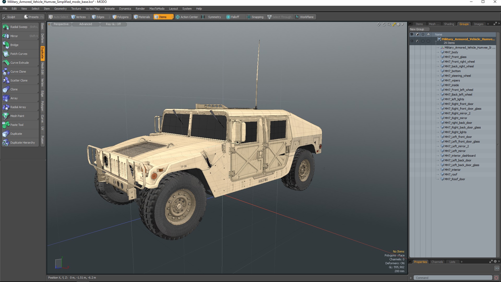 Military Armored Vehicle Humvee Simplified 3D