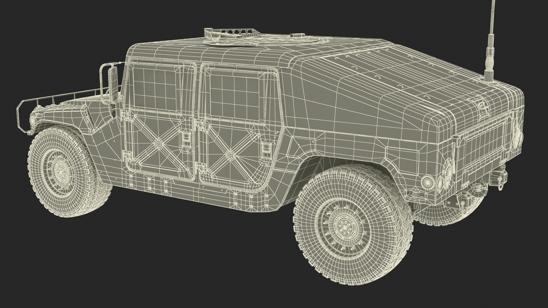 Military Armored Vehicle Humvee Simplified 3D