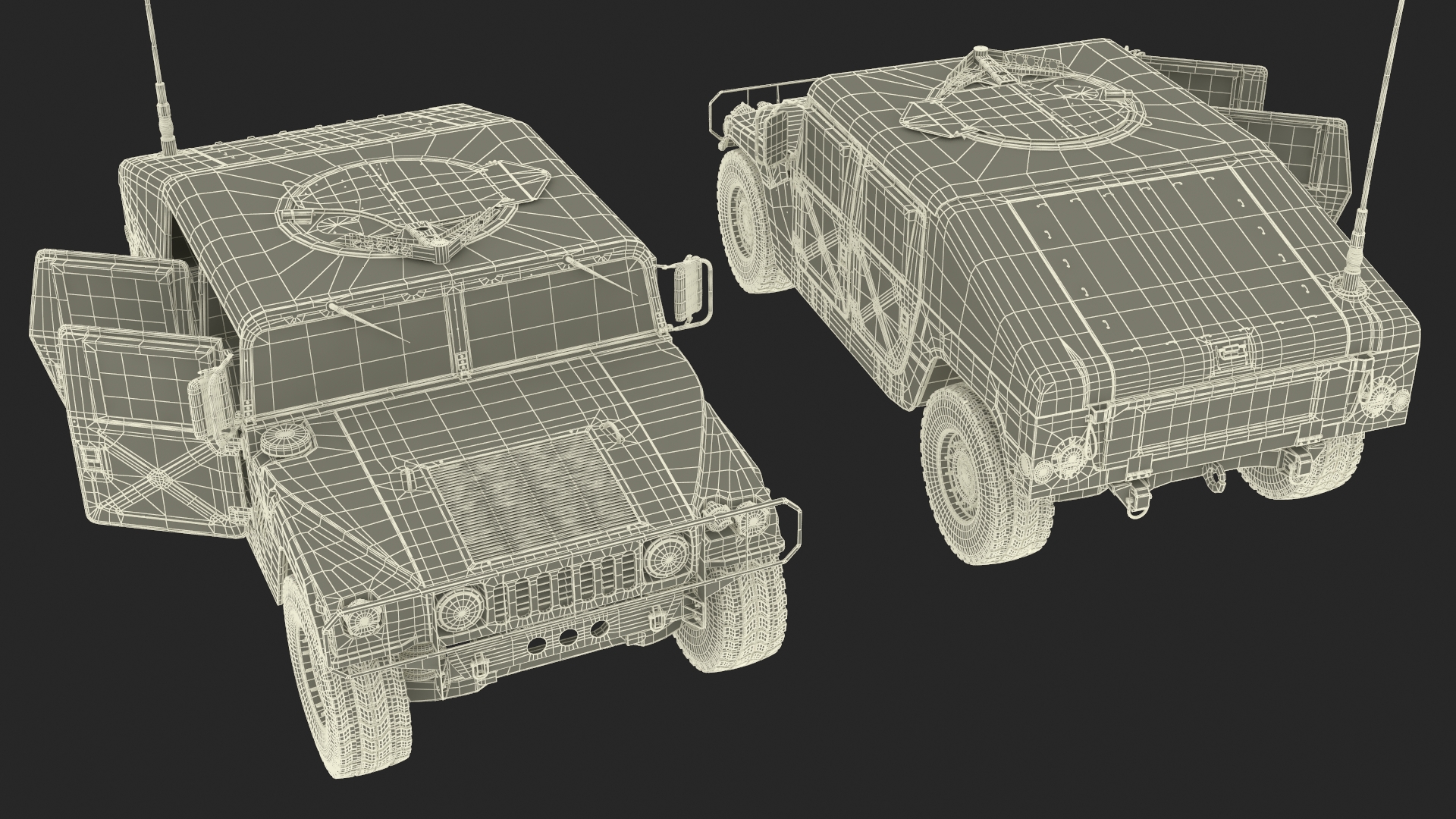 Military Armored Vehicle Humvee Simplified 3D