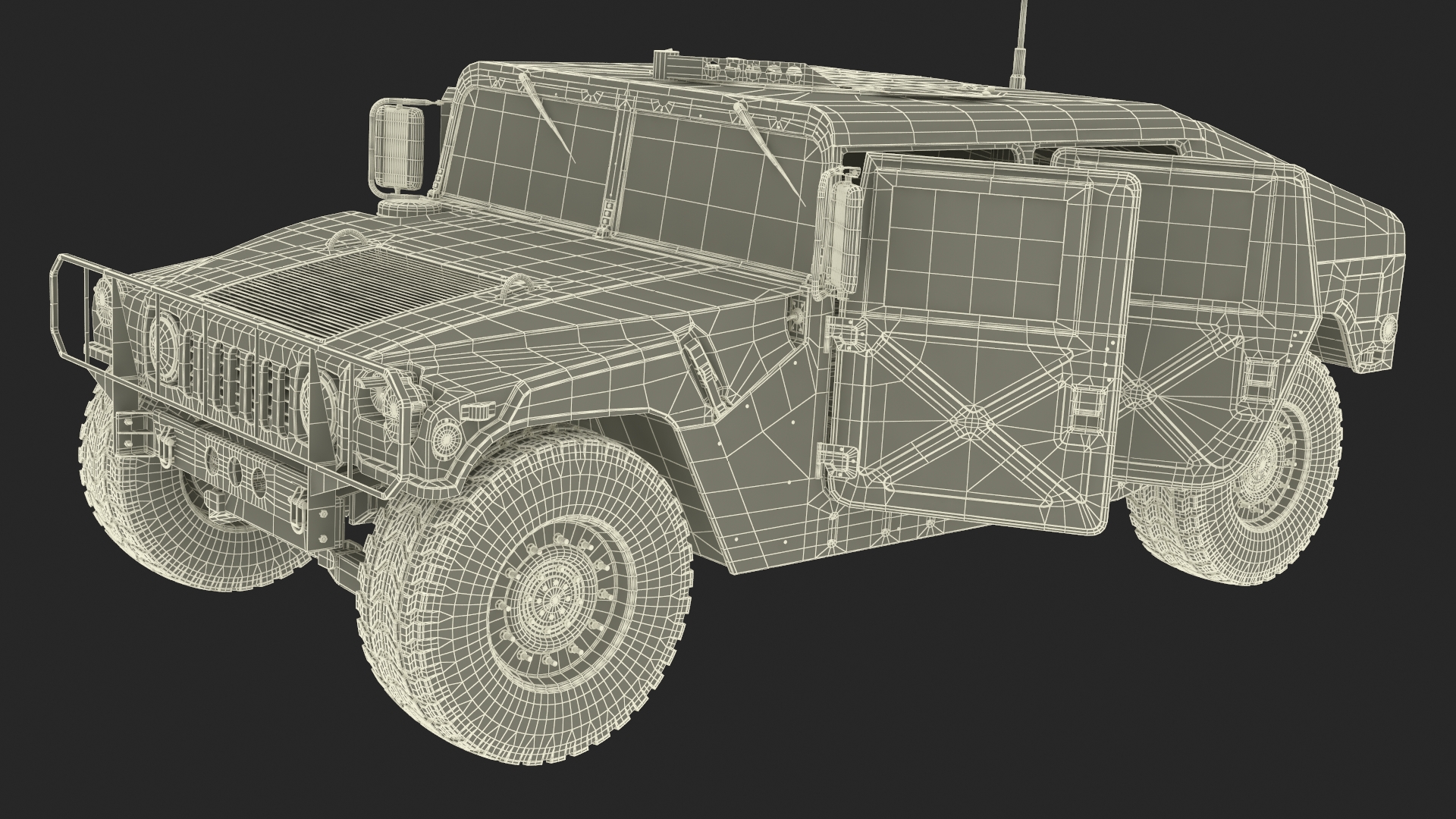 Military Armored Vehicle Humvee Simplified 3D