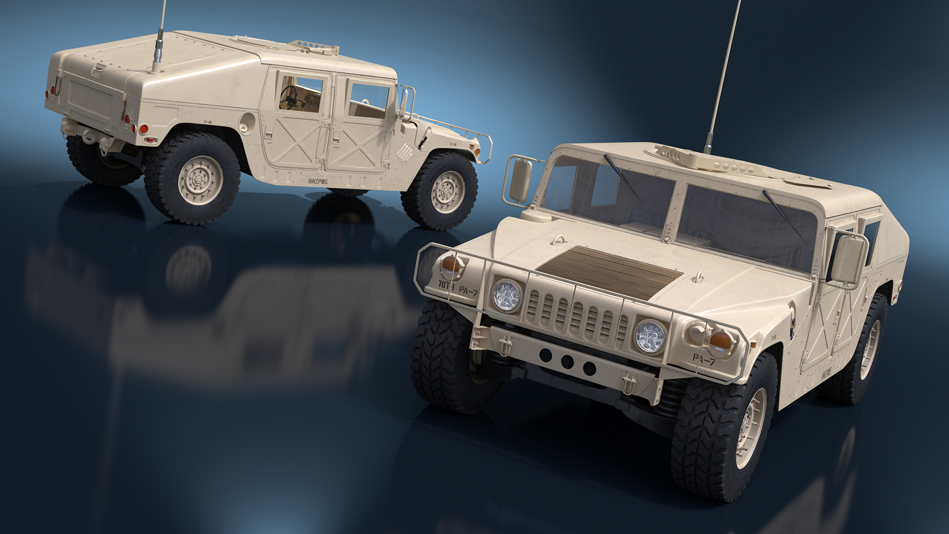 Military Armored Vehicle Humvee Simplified 3D