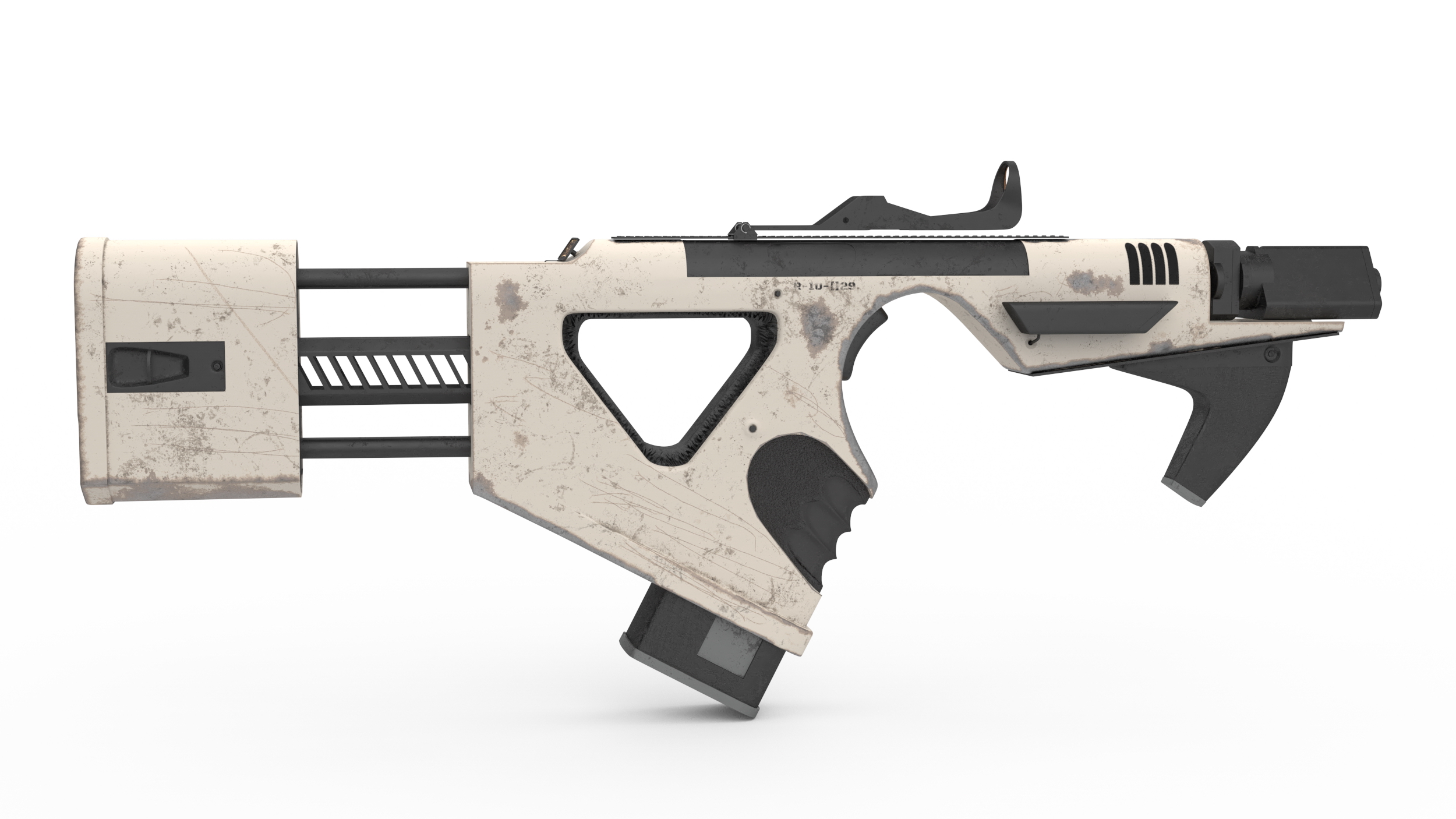 Futuristic PDW Old White 3D model
