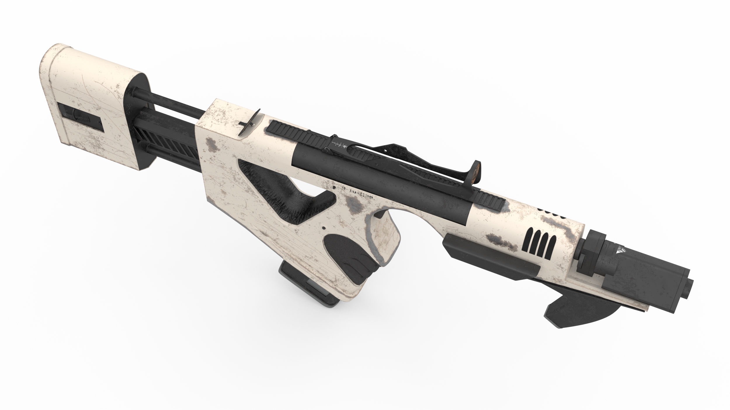 Futuristic PDW Old White 3D model