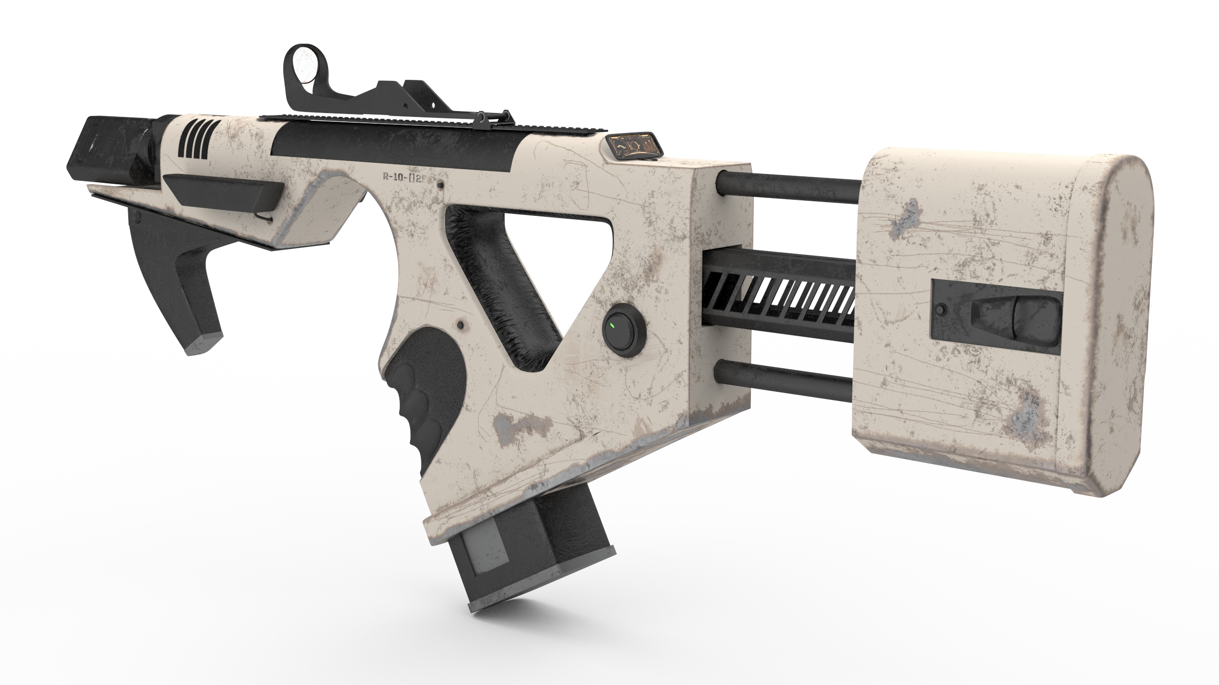 Futuristic PDW Old White 3D model